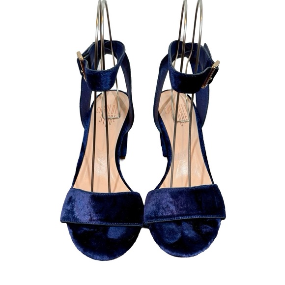 Charlotte Stone Samia Velvet Ankle Strap Heels in Royal Blue Anthropologie - Picture 4 of 9